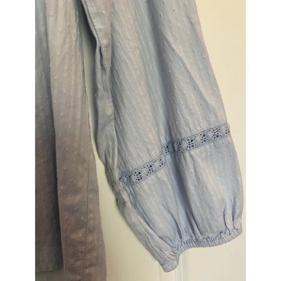 J Crew Women's Light Blue Blouse Lightweight Embroidered Women's Size Large - Picture 7 of 8